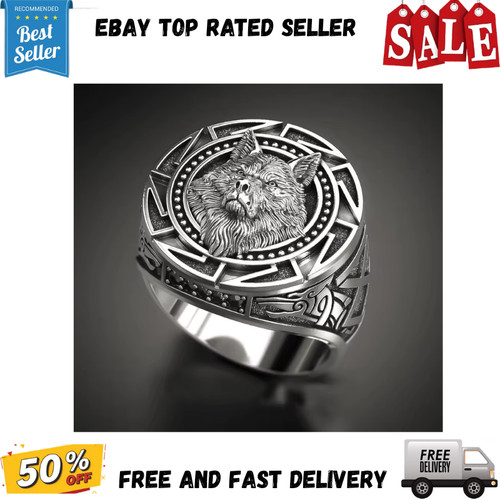 Norse viking wolf - norse, ring
