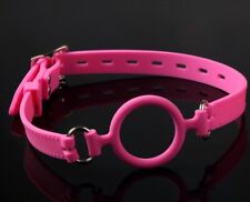 Pink Silicon Mouth Ring Ball Gag, Dungeon Wheel Restraint Party Head Hood Mask