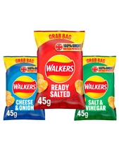 Walkers Crisps Grab Bag 3 Flavours  45g x 32 - FULL BOX BULK BUY  FREE DELIVERY