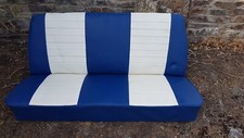 Classic VW Beetle complete Rear Seat In Blue And White Leather from a 1969 bug.