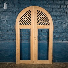 Pair of Small Arch Top Lattice Cupboard Doors