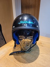 Vintage Retro Stadium  Inca Open Face Motorcycle Motorbike Helmet Black