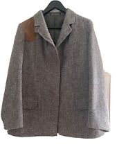 VINTAGE HAND WOOVEN HARRIS TWEED ELBOW PATCH EQUESTRIAN LADIES BLAZER SIZE 12.