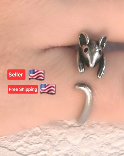 Mouse ring silver tone - mouse,