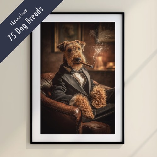 Funny dog smoking - smoking, cigar