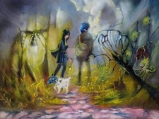 Art Surreal Light Path Dogs