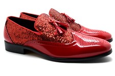 Mens Tassel Glitter Shiny Patent Slip On Dress Party Wedding Loafers Suit Shoes