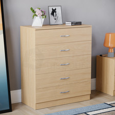 Modern Chest of Drawers Bedside Table Cabinet 5 Drawer Bedroom Storage Wood