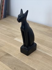 Vintage Ancient Egyptian Bastet Statue 6” Table Top Black Ornament 