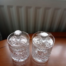 Two Vintage Edinburgh Crystal Glass Preserve Pots with Lids