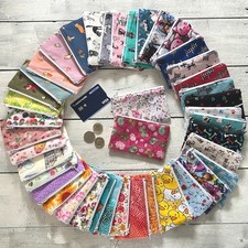 Zippered Small Fabric Coin Card Purse Cats Dogs Floral Animals Flowers Food