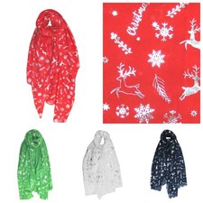 Nice and light Christmas scarf Woman Lady Girl foil shine Xmas print Scarf