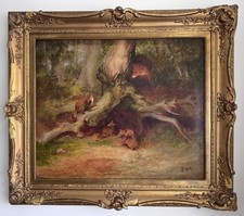 Large antique oil painting Fox