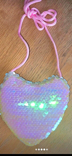 Pink sequin heart - pink, mini