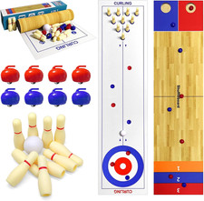 4 in 1 Tabletop Board Game Set, Shuffleboard Bowling Curling Cornhole Game, Tabl