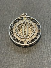 Sterling Silver Fine Filigree Pendant Locket Stash Perfume.