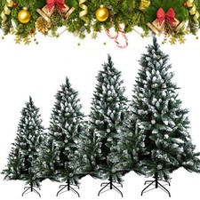 4/5/6/7ft Snow Frosted Artificial Christmas Tree Bushy Pinecones Xmas Home Decor