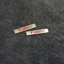 2x Chrome Silver TURBO Red