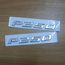 2x Silver Chrome P250 Plastic Sticker Badge Emblem Decal Pace Tailgate AWD Sport