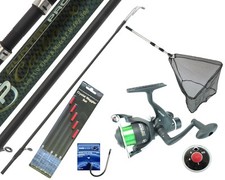 Complete Fishing Kit Set 11' Carbon Rod Rear Drag Reel, Landing Net and Tackle.