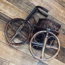 Large Vintage Cane Bamboo Tricycle Bike Plant Pot Holder Stand Ornament Display