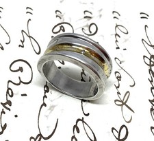 CHUNKY SILVER RING TGCC 3 Melee Diamonds Band Sterling 925 Silver 8g TARNISHED