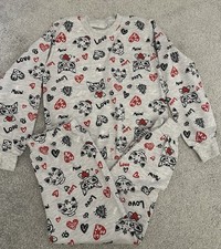 Girls Grey Cute Pyjamas Set Kittens Heart Size 5-7 Years