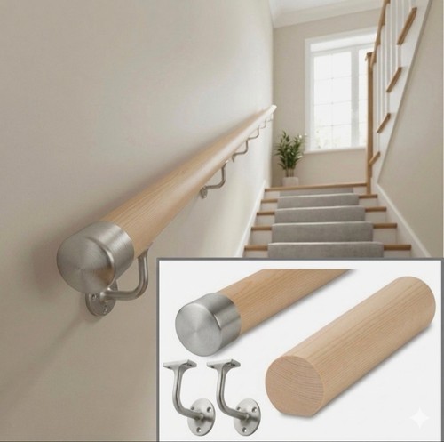 Wall mopstick handrail hemlock - wall,