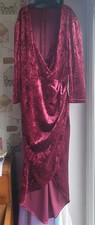 TFNC Burgundy Red velvet Dress Size 14. Short at front, longer at back. low cut