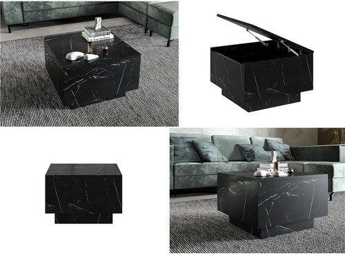 Black marble coffee table - black,