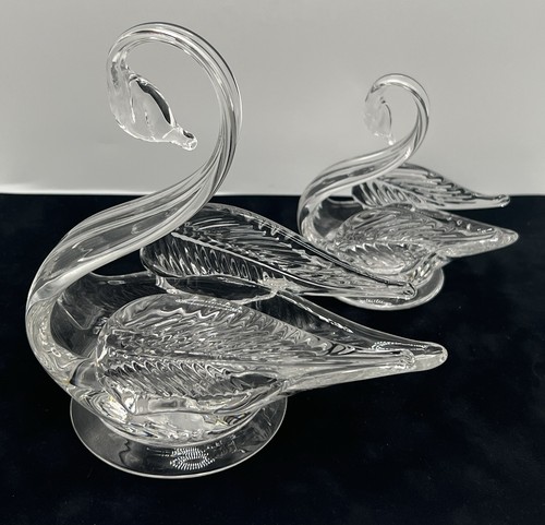 Vintage crystal swan figurines - vintage,