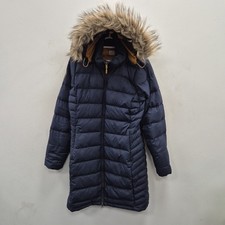 Rab Deep Cover Navy Winter Walking Long Coat Puffer Hooded Parka Size Uk 10 .