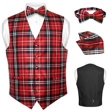 Men's Plaid Design Dress Vest