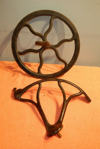 Vintage cast iron flywheel - iron,