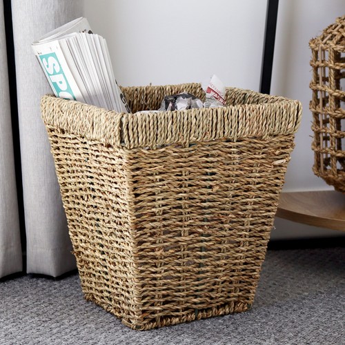 Square seagrass paper bin home - square,