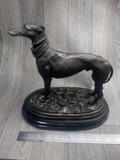 19th century large BRONZE sculpture GREYHOUND WHIPPET signed (Pierre-Jules) MENE