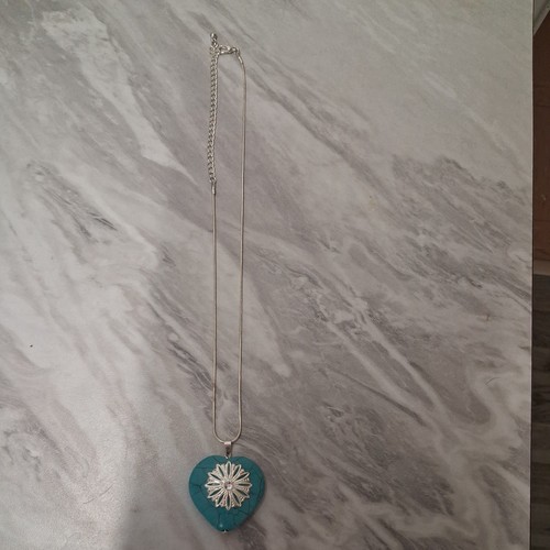 Ladies turquoise heart pendant - ladies,
