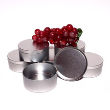 10x Empty Round Silver Metal