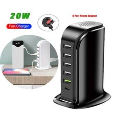 Multi 6-Ports USB Phone Charger Socket Fast Charging Station Adapter 4A UK Plug