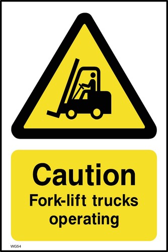 Caution fork lift trucks - caution, fork-lift