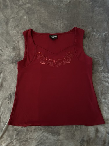 Ladies red top sequin detail - red, top,