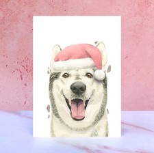 Single Pom Pom Husky Christmas