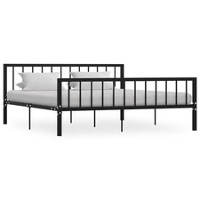 Super King Metal Bed Frame without Mattress Black  180x200 cm + Head & Footboard