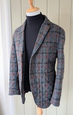 Harris Tweed "HMY Iolaire" Quilted Checked Blazer, Pure Wool Heritage Jacket 42R