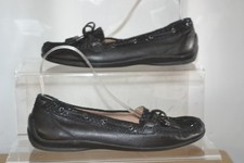 FootGlove womens flat black leather slip on shoes UK Size 5.5