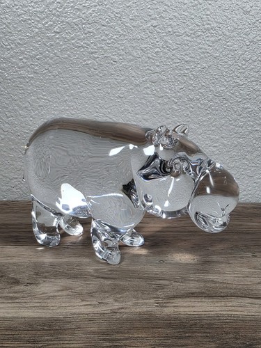 Vintage clear art glass - art, hippo