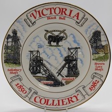 Edwardian Fine Bone China Collector Plate Victoria Black Bull Colliery 1850-1982