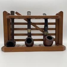 1940s Vintage Oak Pipe Stand Farm Gate with 3 Pipes Churchill & French Briars