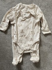 Mamas And Papas Cream Bears Bodysuit Sleepsuit Zip Set 0-3 Months