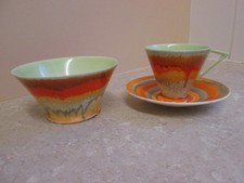 ART DECO SHELLEY CHINA DRIPWARE - CUP& SAUCER + SUGAR BOWL